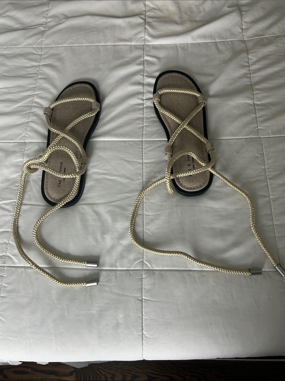 NWOT Rag & Bone Braided Lace-Up Sandals in Beige - Women's Footwear